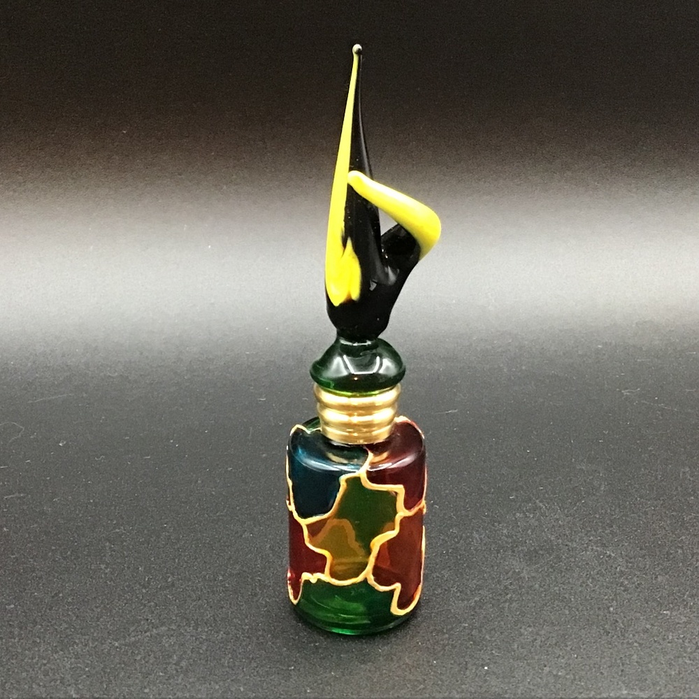 Vintage Mosaic coloured mini perfume bottle with decorative art Tall Sto…